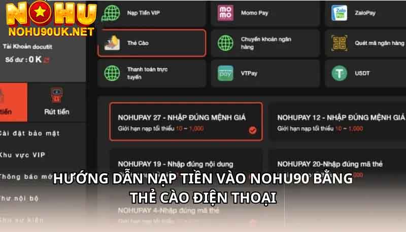 Nạp tiền bằng thẻ cào